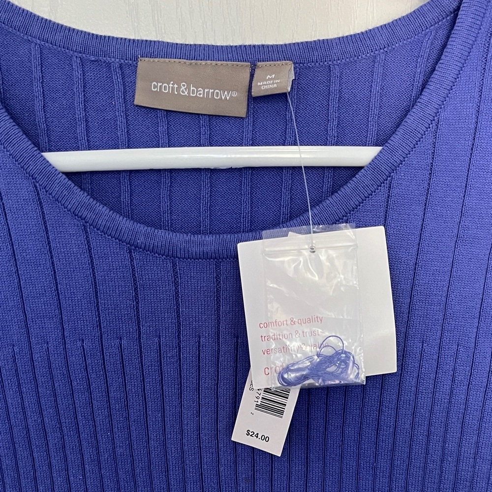 Croft & Barrow Blue Ribbed Tank Top - Picture 2 of 2